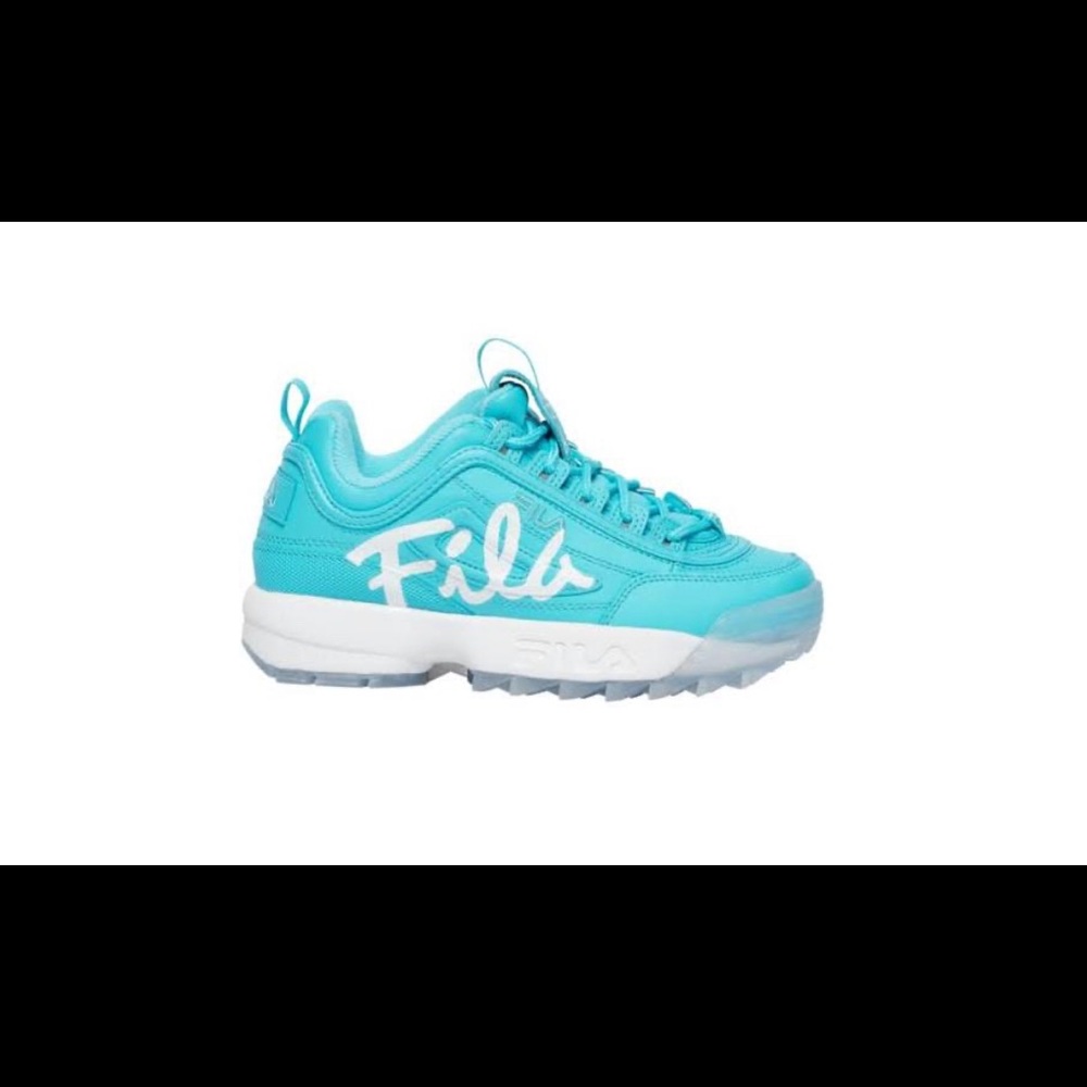 Fila Girls Disruptor Script Shoes Neon Blue/Ice
